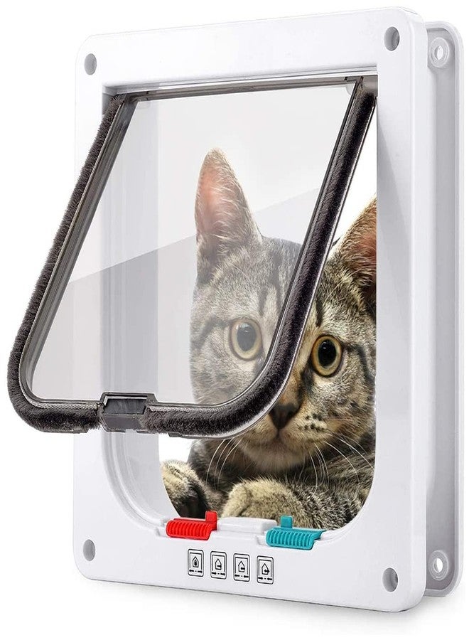 Iktu® Large Cat Door (Outer Size 23.5x25x5cm), Weatherproof White, ABS Material 4-Way Locking Flap for Small Cats & Dogs - Image 1
